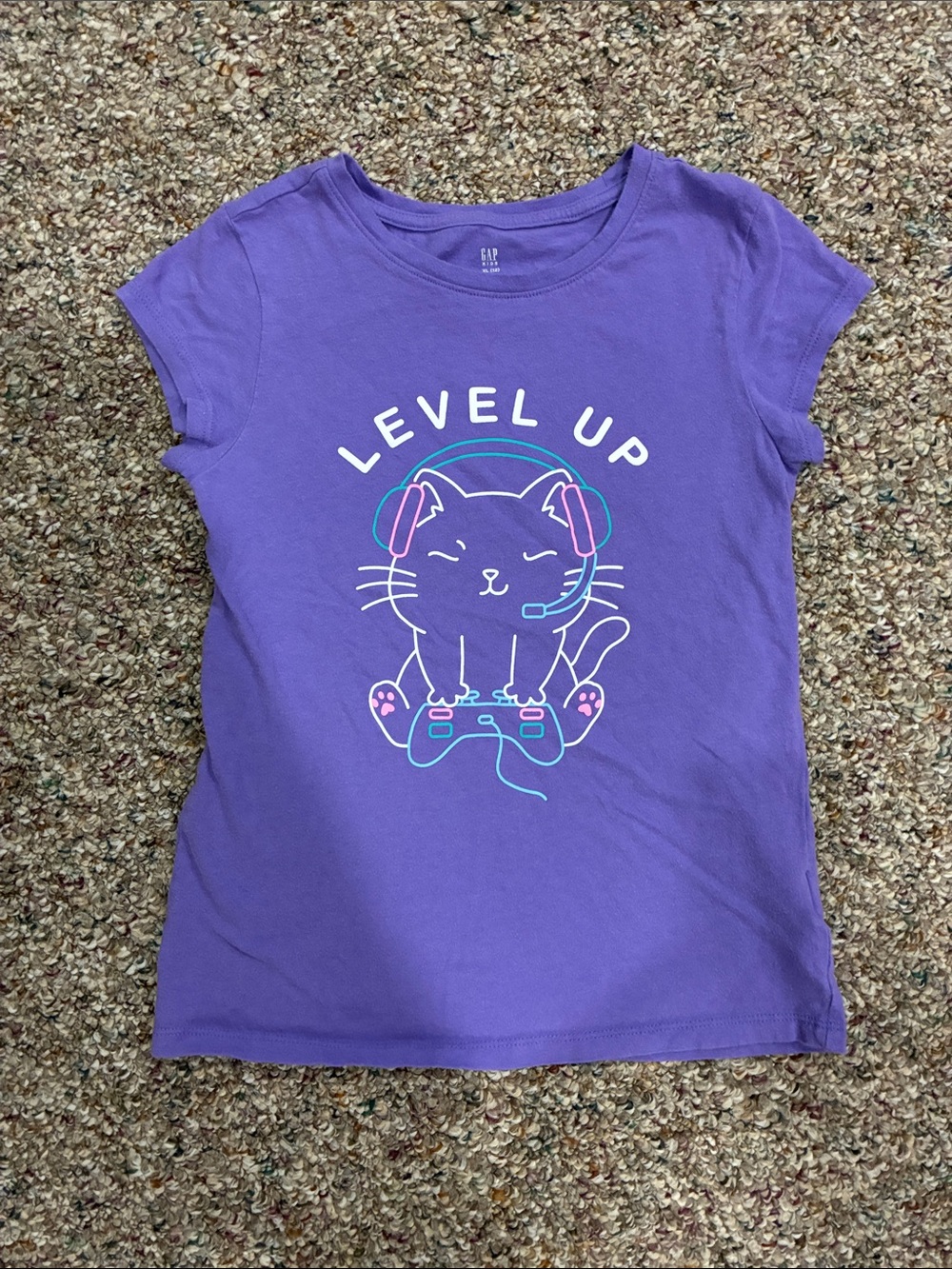 3/$10 GAP Kids 'Level Up' Purple Graphic Tee